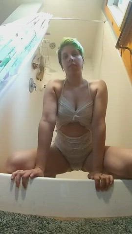 Lingerie Muscular Girl Shower gif