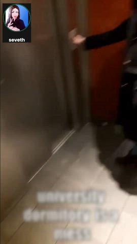 blowbang blowjob caption elevator public r/caughtpublic gif