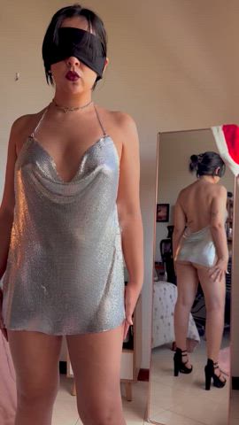 ass big ass brunette cute latina mirror petite solo tease gif