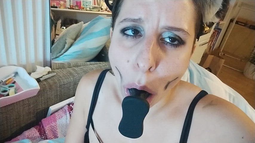 amateur face slapping gag reflex gagging natural tits sloppy tits gif