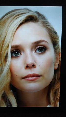 blonde celebrity cum cumshot elizabeth olsen facial tribute gif