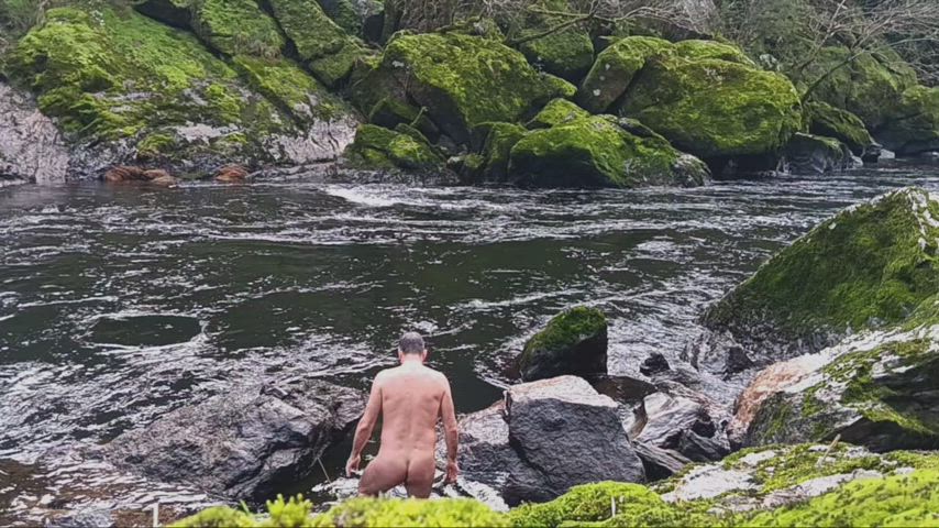 In the river. Nudist wet 