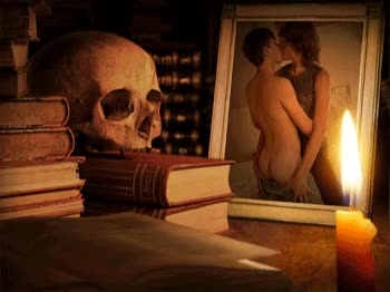Passionate embrace by candlelight by Mark Heffron