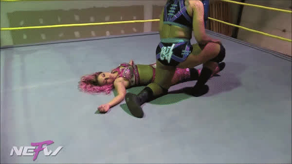 brunette mexican wrestling pink hair gif