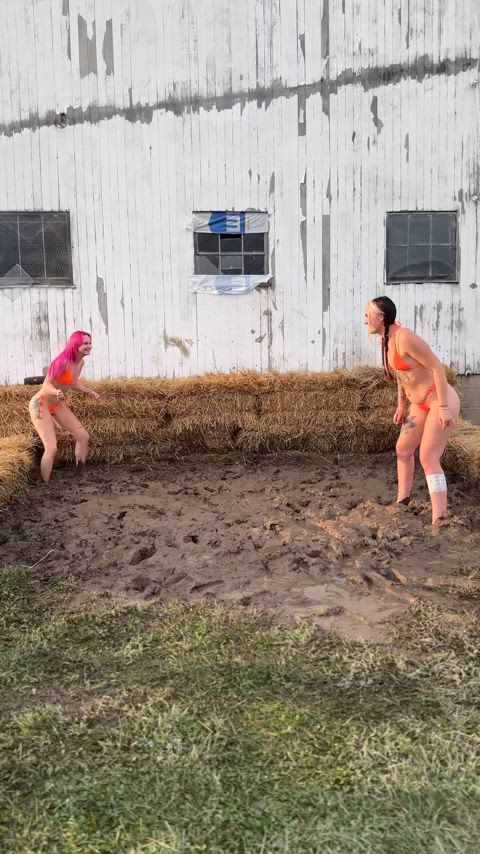 lesbian wet and messy wrestling bikinis everything-wet-and-messy girl-on-girl gif