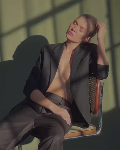 blonde cleavage josephine skriver model natural tits small tits gif