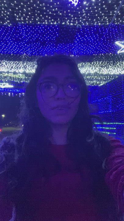 Under the Christmas lights