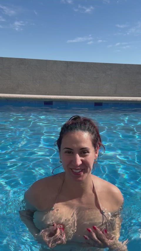 big tits flashing latina swimming pool gif