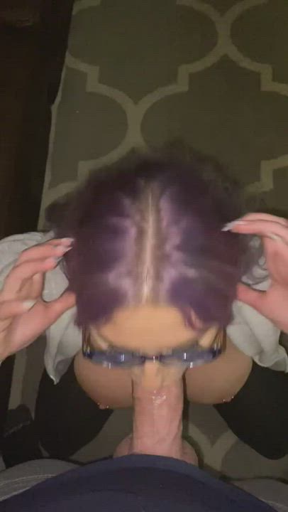 Blowjob Hair Purple Bitch gif
