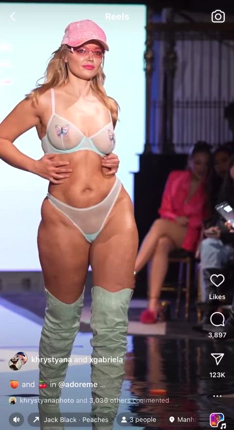 jiggle lingerie model gif