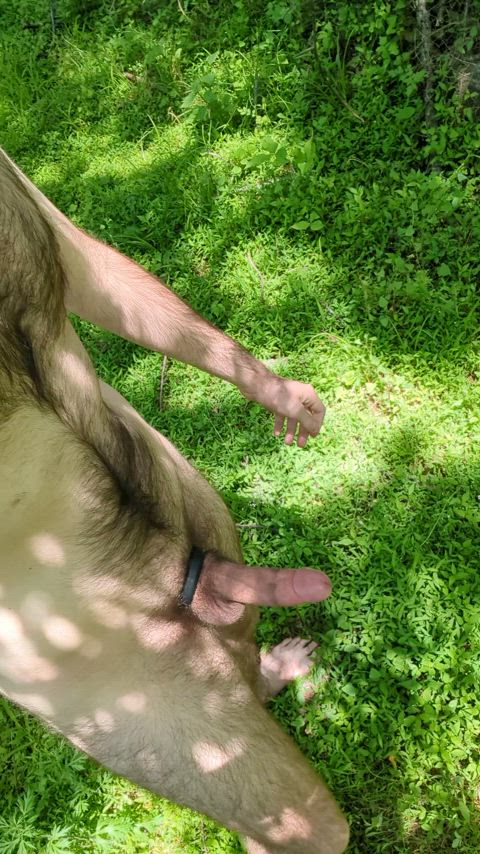 Got dared to leave my clothes in the car, wear a cock ring, and go barefoot down