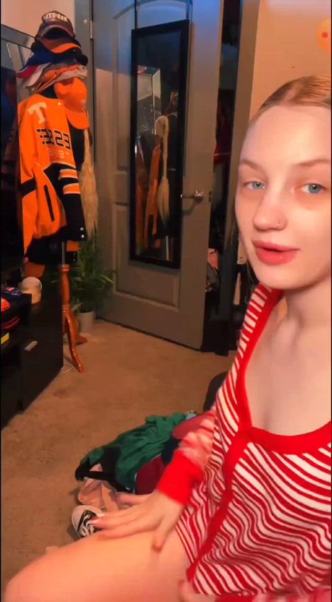 blonde boobs cute nipples nipslip pierced teen tiktok tits gif