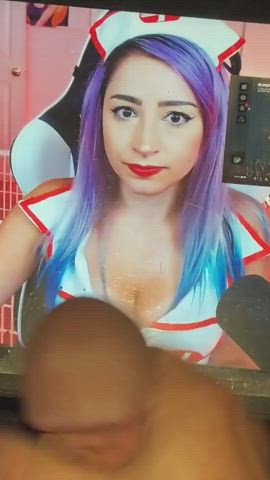 cleavage cosplay costume cum cum on tits nurse tribute gif