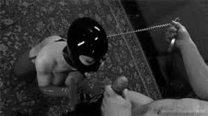 dungeon latex mask master/slave slave submission gif