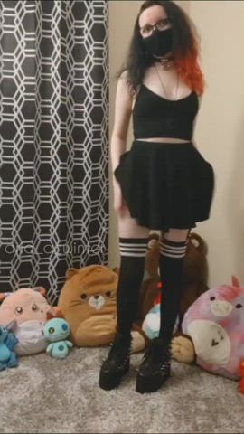 knee high socks skirt thong gif