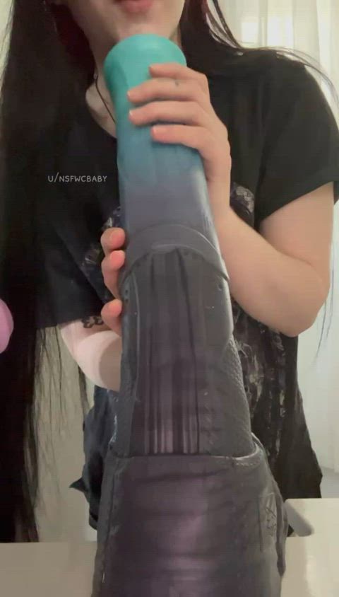 amateur bad dragon dildo homemade huge dildo onlyfans sex toy solo spit teen gif