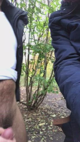 friends jerk off outdoor uncut gif