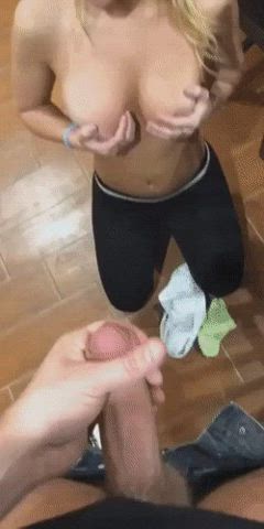 cumshot male masturbation tits gif