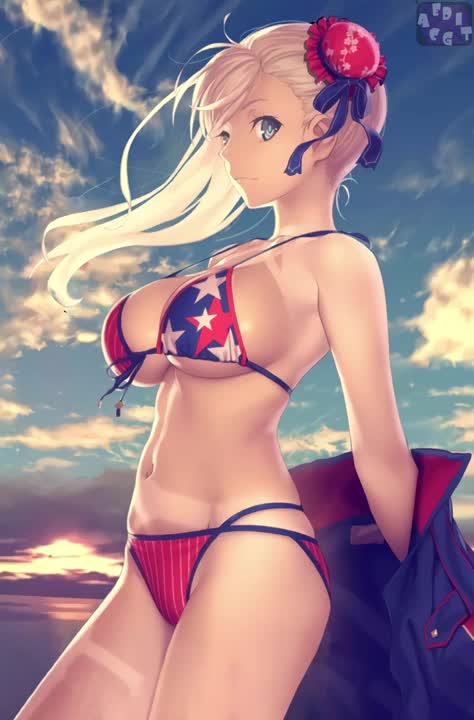 Fate GO - Musashi Swimsuit live 2.5D card 泳裝武藏2.5D 靈基四無框修正版