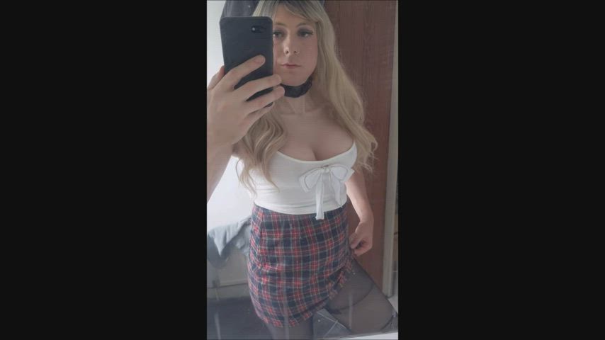 blonde boobs schoolgirl sissy submissive gif