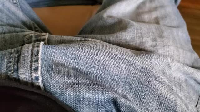 40, even jeans have a hard time hiding it even half hard