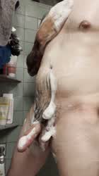 Cock Jerk Off Pierced Piercing Shower Soapy Wet gif