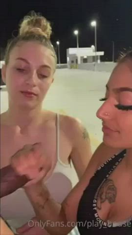 BBC Double Blowjob White Girl gif