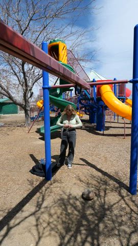 Playing with my tits at the playground