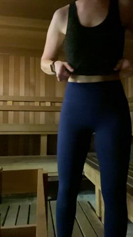 Fake Tits Hotwife Sauna Swinger Titty Drop gif