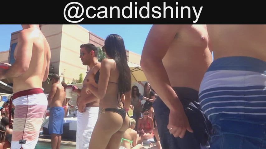 amateur ass bikini booty candid dancing group public swimming pool swimsuit gif