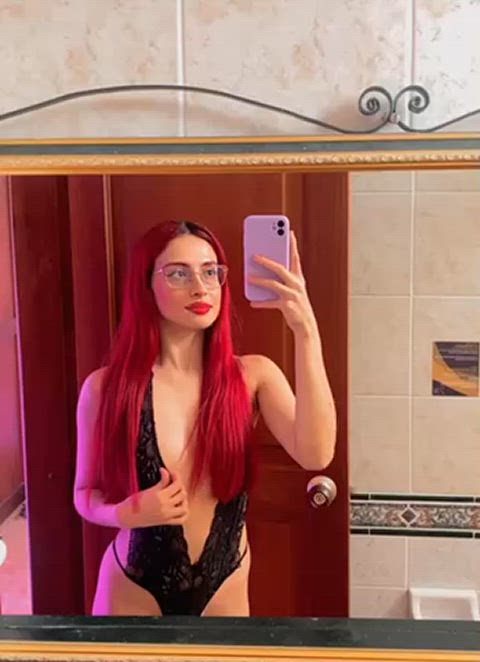 bodysuit red hair redhead selfie fit-girls girls-with-glasses latinas selfies sexy-lingerie