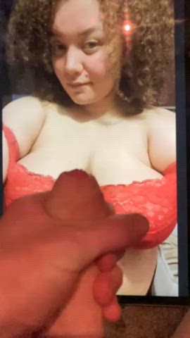 big tits boobs chubby curly hair curvy jerk off natural tits thick tits tribute gif
