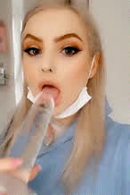 Blonde Blowjob Dildo Huge Dildo Mask gif