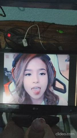 Poki sticks out her tongue and eats a really massive thick load!