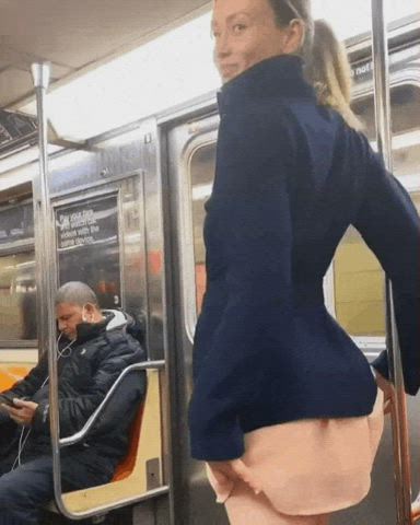 ass blonde erotic flashing outdoor ponytail public skirt upskirt gif