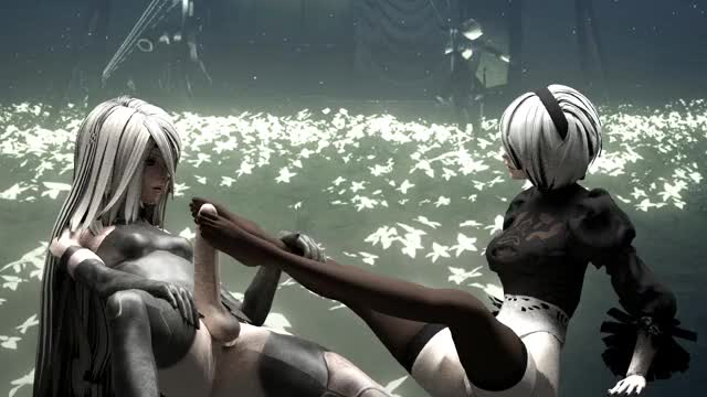 2B footjob Blender GIF