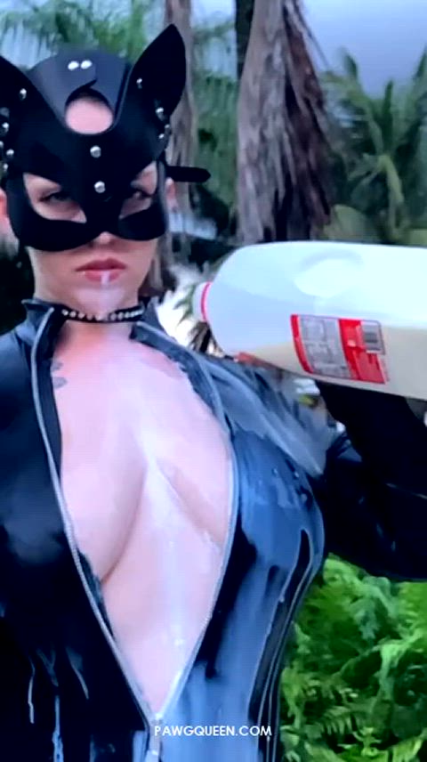 big tits catgirl catsuit halloween milk tits r/catgirls bigtits gif