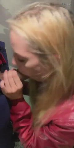 amateur blonde blowjob deepthroat face fuck public gif