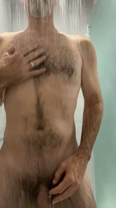 Hairy Cock Shower Wet gif