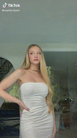 Babe Big Tits Blonde Boobs Dress Goddess Long Hair Russian TikTok Tits gif