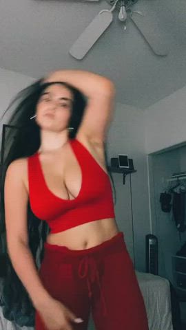 Boobs Brunette Cleavage College Dancing Tease Teens TikTok Tits gif