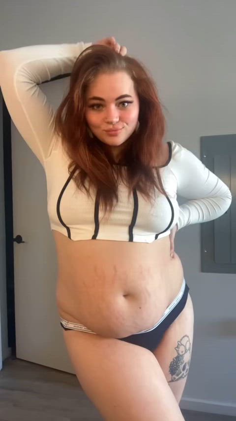 bbw brunette chubby dancing stretchmarks tiktok thick-booty tik-tok gif