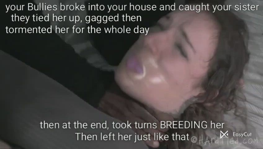 bbc bondage breeding brunette caption choking gagged hardcore gif