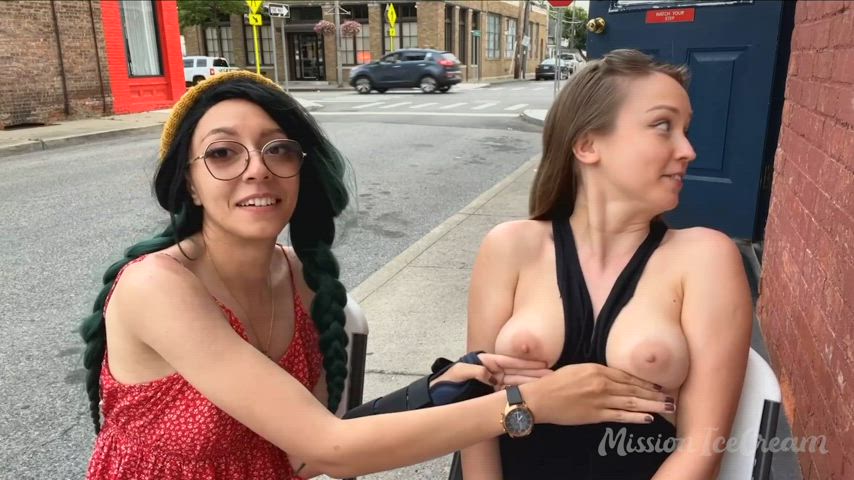 I was begging her to put my titties back in my shirt lol [GIF] [f]