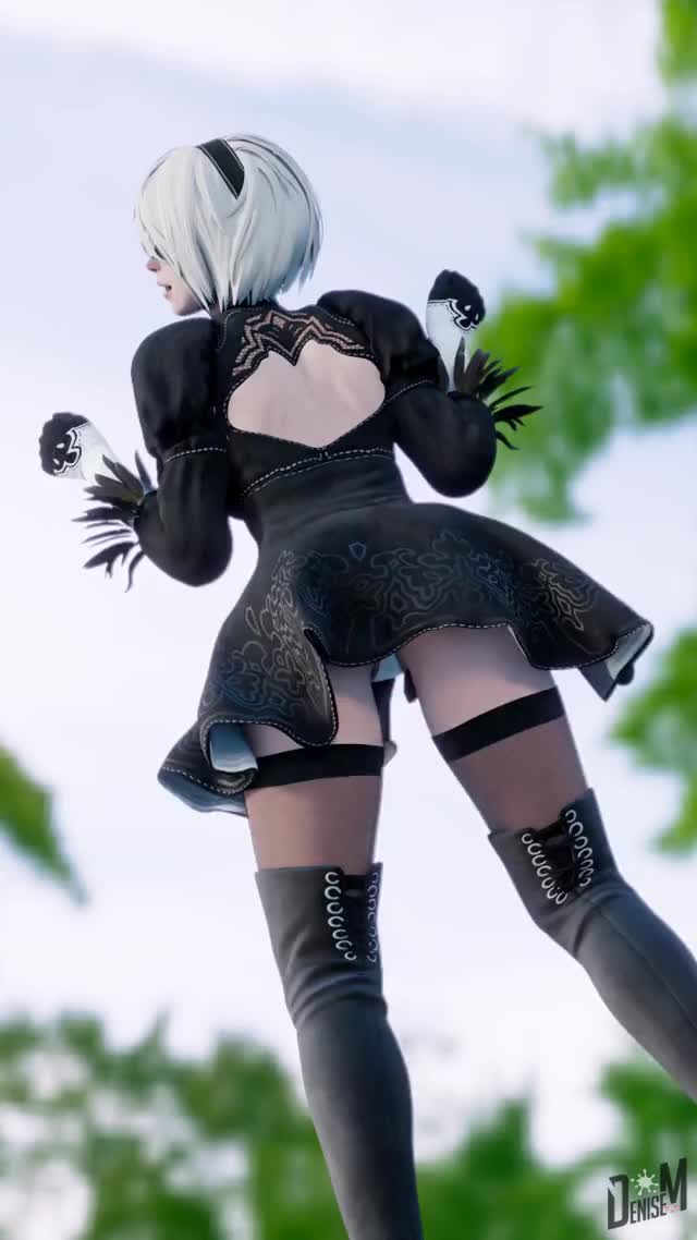2B shaking her butt (Fully Clothed)