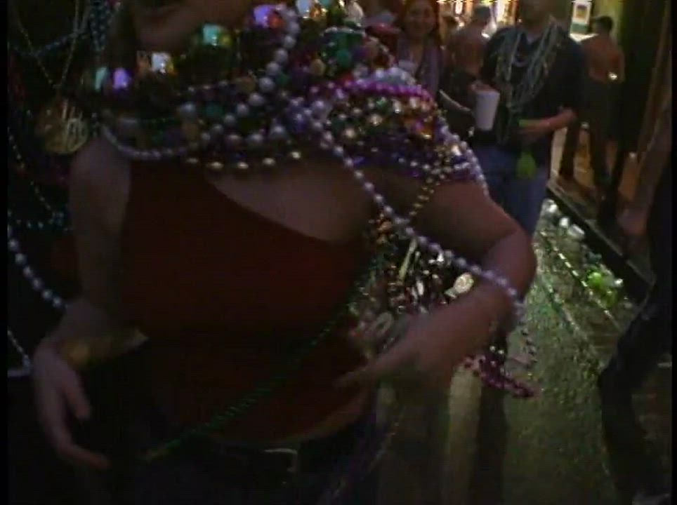 2000s Porn Boobs Exposed Flashing Mardi Gras Natural Tits Public Pussy gif
