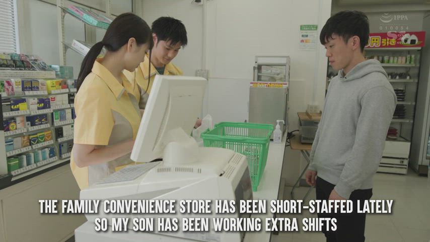 Mom and Son Working/Fucking Together at The Family Convenience Store