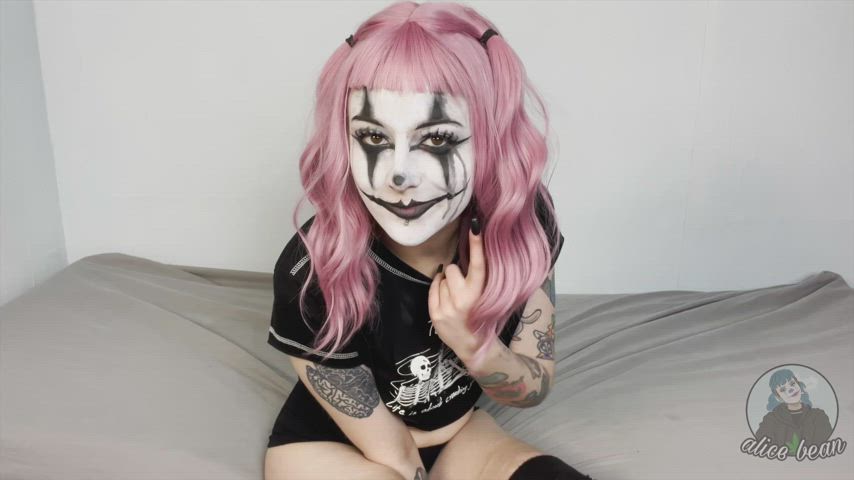 18 years old alt alternative clown clown girl domination goth petite tease pink hair