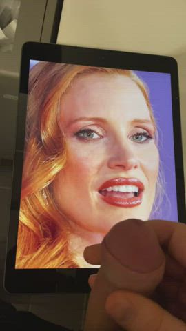 celebrity cum jessica chastain tribute gif