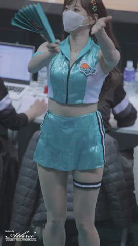 asian babe cheerleader cute korean model smile gif
